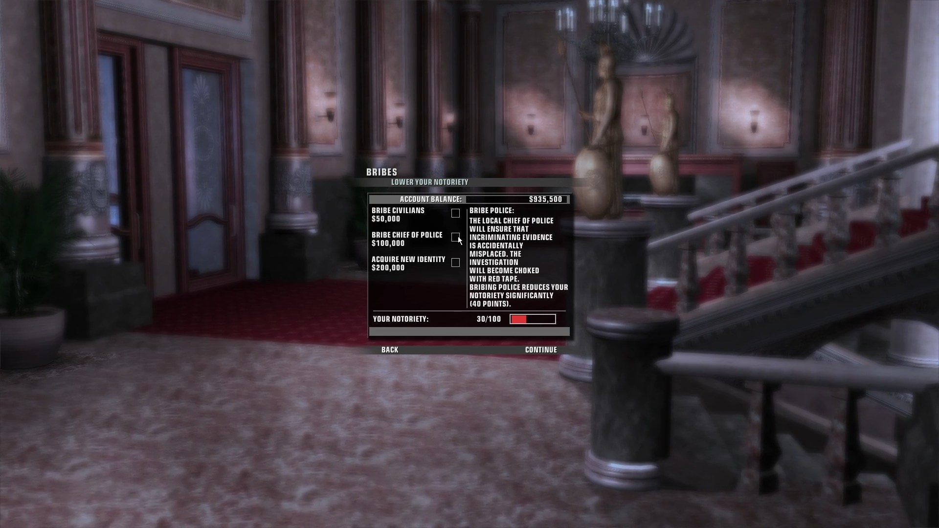 Ist man in einem Level zu auffällig unterwegs, geht die Reputation in die Höhe. Etwas, was man als schleichender Killer eher vermeiden möchte.